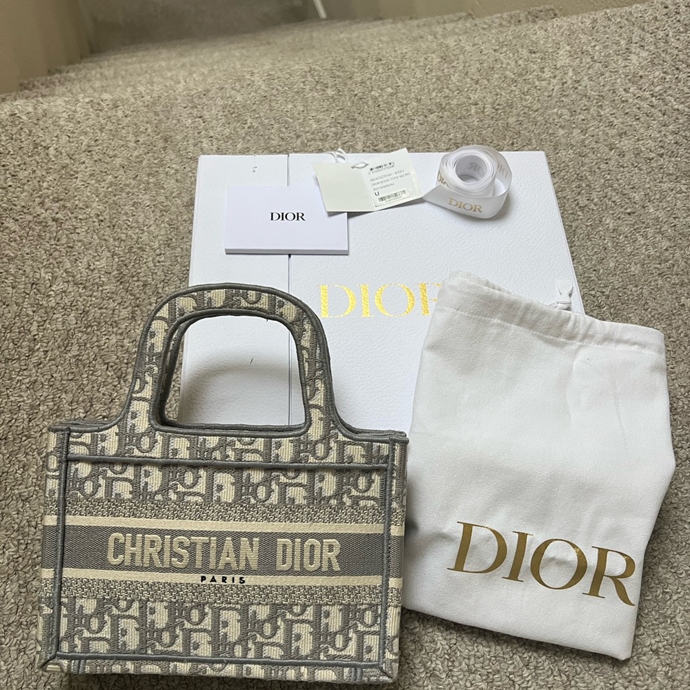 Dior Gray Mini Book Tote - Picture 3 of 13